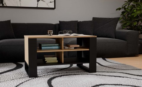 Stolik Kawowy Ława Do Salonu Półka 90x58x50 Artisan Czarny Montana 3BP Ryfl