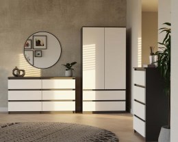 Szafa Garderoba 2D2S 90 cm 2 Szuflady 4 Półki Drążek Duża Antracyt Biel