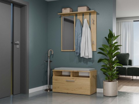 Garderoba Wieszak z Lustrem 85 cm Na Ubrania do Przedpokoju Artisan AGAT