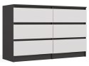 Komoda z szufladami Lilia L6 120 cm Duża Do Salonu Pojemna Antracyt Biel
