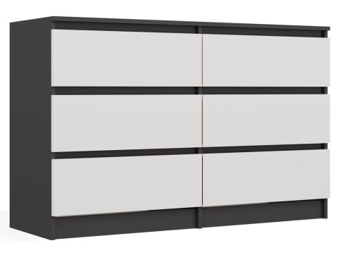 Komoda z szufladami Lilia L6 120 cm Duża Do Salonu Pojemna Antracyt Biel
