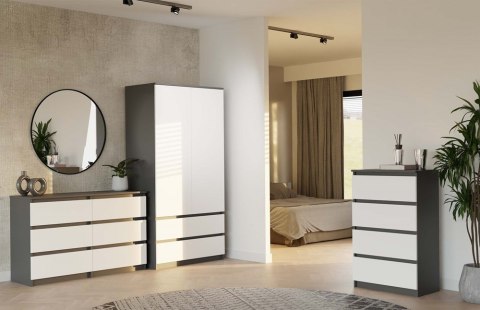 Komoda z szufladami Lilia L6 120 cm Duża Do Salonu Pojemna Antracyt Biel