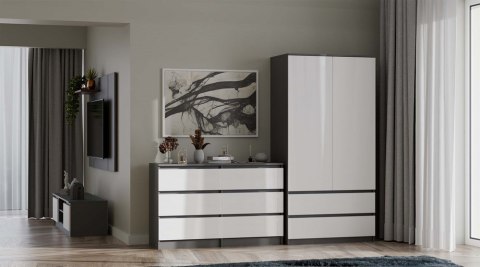 Komoda z szufladami Lilia L6 120 cm Duża Do Salonu Pojemna Antracyt Biel