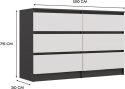 Komoda z szufladami Lilia L6 120 cm Duża Do Salonu Pojemna Antracyt Biel