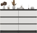 Komoda z szufladami Lilia L6 120 cm Duża Do Salonu Pojemna Antracyt Biel