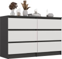 Komoda z szufladami Lilia L6 120 cm Duża Do Salonu Pojemna Antracyt Biel