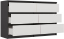 Komoda z szufladami Lilia L6 120 cm Duża Do Salonu Pojemna Antracyt Biel