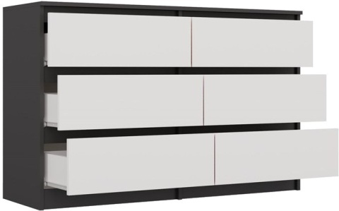 Komoda z szufladami Lilia L6 120 cm Duża Do Salonu Pojemna Antracyt Biel