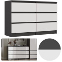 Komoda z szufladami Lilia L6 120 cm Duża Do Salonu Pojemna Antracyt Biel