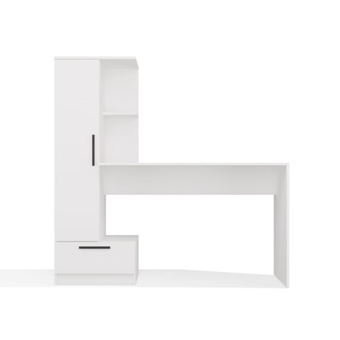 Biurko z Regałem Białe Nowoczesne 140 cm Szuflada Półki MULTI Biały Mat