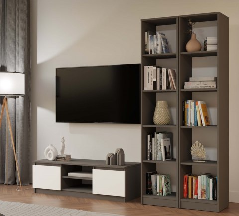 Regał Na Książki Segregatory Półka x5 Biurowy Do Salonu R40CM Antracyt