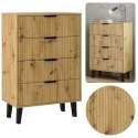 Komoda Szafka z 4 Szufladami Ryflowana Do Salonu Dąb Artisan Capri 4S