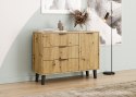 Komoda Szafka z 3 Szufladami Ryflowana Duża Do Salonu Dąb Artisan Capri