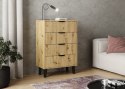 Komoda Szafka z 4 Szufladami Ryflowana Do Salonu Dąb Artisan Capri 4S