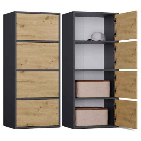 Komoda Szafka 4 Półki Drzwi do salonu Tip-On Antracyt LAMA 50x119x40 cm