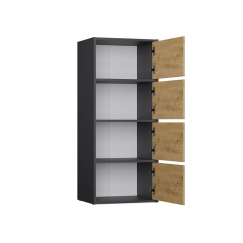 Komoda Szafka 4 Półki Drzwi do salonu Tip-On Antracyt LAMA 50x119x40 cm