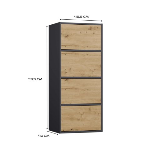 Komoda Szafka 4 Półki Drzwi do salonu Tip-On Antracyt LAMA 50x119x40 cm