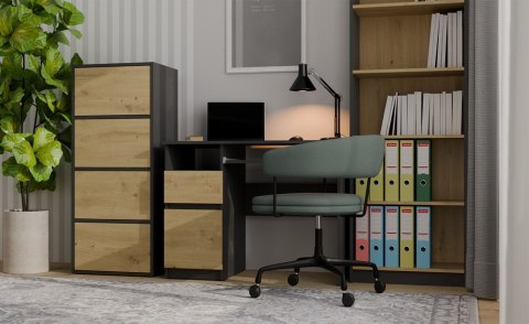 Komoda Szafka 4 Półki Drzwi do salonu Tip-On Antracyt LAMA 50x119x40 cm