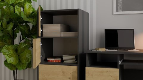 Komoda Szafka 4 Półki Drzwi do salonu Tip-On Antracyt LAMA 50x119x40 cm