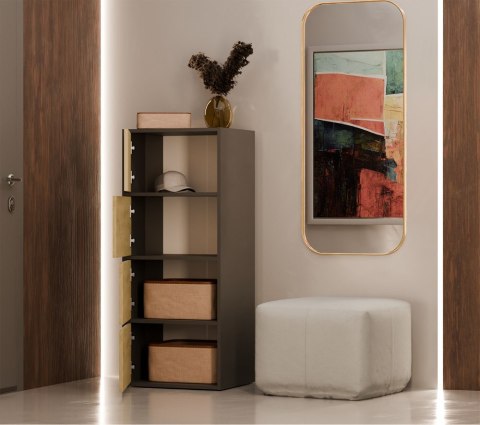 Komoda Szafka 4 Półki Drzwi do salonu Tip-On Antracyt LAMA 50x119x40 cm