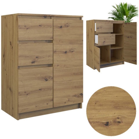 Komoda z Szufladami Szafka Do Salonu 40x70x97 cm Lilia 2D2S Dąb Artisan