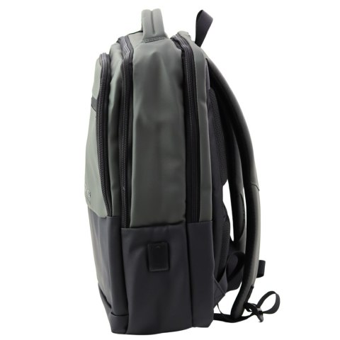 Plecak Miejski Biznesowy USB Kieszeń Na Laptopa Czarno Szary 16L