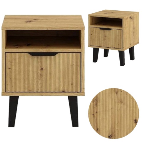 Szafka Nocna Stolik Nocny Szuflada Ryflowana do sypialni Dąb Artisan Capri