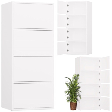 Komoda Szafka 4 Półki Drzwi do salonu Tip-On Biała LAMA 50x119x40 cm