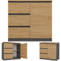 Komoda Szafka z Szufladami Antracyt Artisan B do Salonu 80x75x40 Lilia 1D3S