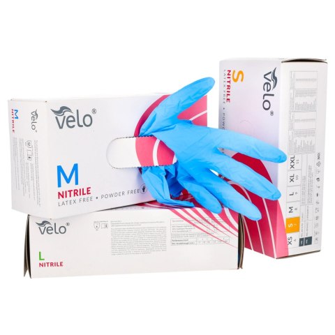 VELO NITRIL ROZM. S Rękawice nitrylowe zabiegowe bezpudrowe, niebieskie, 100 szt.