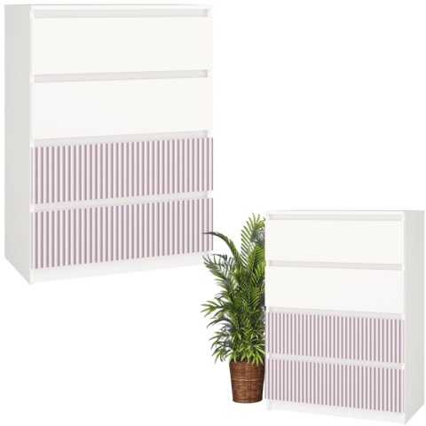 Komoda z szufladami Lilia L4 70 cm Duża Do Salonu Pojemna Biała Różowa