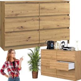 Komoda z szufladami Lilia L6 120 cm Duża Do Salonu Pojemna Dąb Artisan