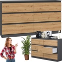 Komoda z szufladami Lilia L6 140 cm Duża Do Salonu Pojemna Antracyt Artisan