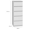 Komoda z 5 Szufladami Do Salonu 40x111x45 Wąska Biała Pojemna Lilia L5W