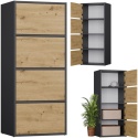 Komoda Szafka 4 Półki Drzwi do salonu Tip-On Antracyt LAMA 50x119x40 cm