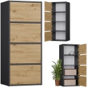 Komoda Szafka 4 Półki Drzwi do salonu Tip-On Antracyt LAMA 50x119x40 cm