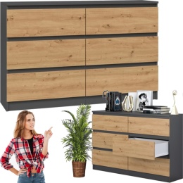 Komoda z szufladami Lilia L6 120 cm Duża Do Salonu Pojemna Antracyt Artisan