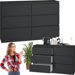 Komoda z szufladami Lilia L6 120 cm Duża Do Salonu Pojemna Czarna Mat