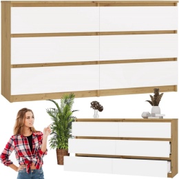 Komoda z szufladami Lilia L6 140 cm Duża Do Salonu Pojemna Artisan Biel