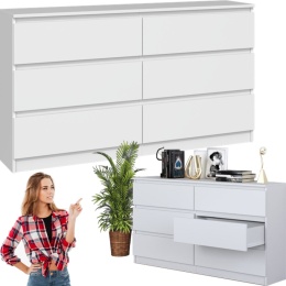 Komoda z szufladami Lilia L6 140 cm Duża Do Salonu Pojemna Biała Mat