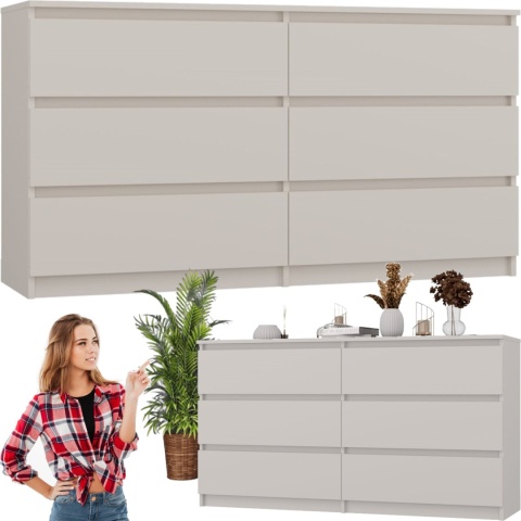 Komoda z szufladami Lilia L6 140 cm Duża Do Salonu Pojemna Kaszmir Beż Mat