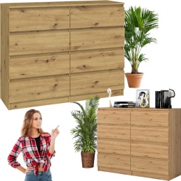 Komoda z szufladami Lilia L8 120 cm Duża Do Salonu Pojemna Dąb Artisan