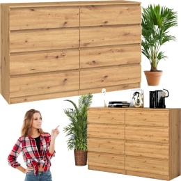 Komoda z szufladami Lilia L8 140 cm Duża Do Salonu Pojemna Dąb Artisan
