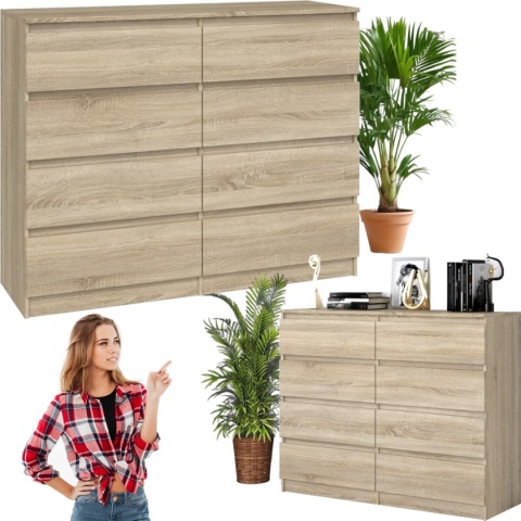 Komoda z szufladami Lilia L8 120 cm Duża Do Salonu Pojemna Dąb Sonoma