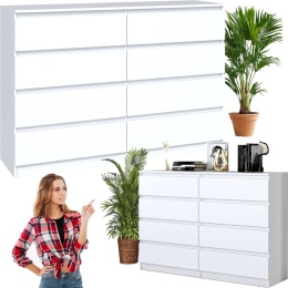 Komoda z szufladami Lilia L8 140 cm Duża Do Salonu Pojemna Biała Mat