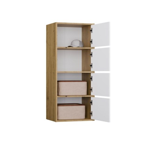 Komoda Szafka 4 Półki Drzwi do salonu Tip-On Artisan Biel LAMA 50x119x40 cm