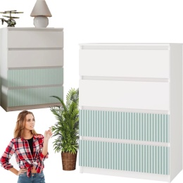 Komoda z szufladami Lilia L4 70 cm Duża Do Salonu Pojemna Biała Zielona