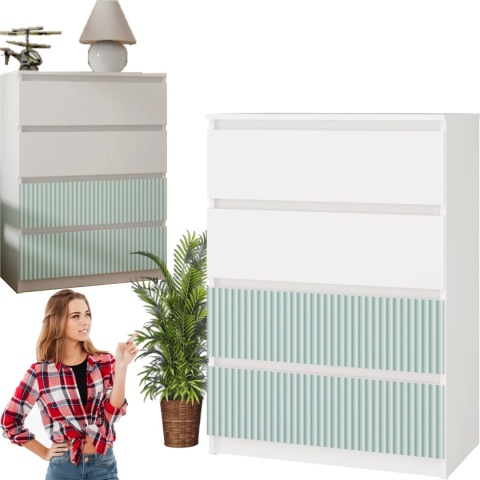 Komoda z szufladami Lilia L4 70 cm Duża Do Salonu Pojemna Biała Zielona