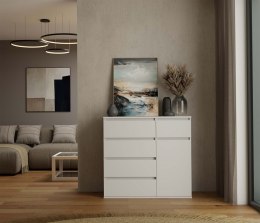 Komoda Biała z Szufladami Szafka Do Salonu Sypialni 100x93x40 cm Lilia 5S1D