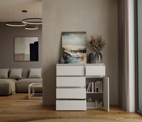 Komoda Biała z Szufladami Szafka Do Salonu Sypialni 100x93x40 cm Lilia 5S1D